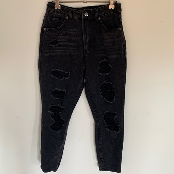 jay jays Jeans They Are Black Ripped High Rise Mom Jeans From